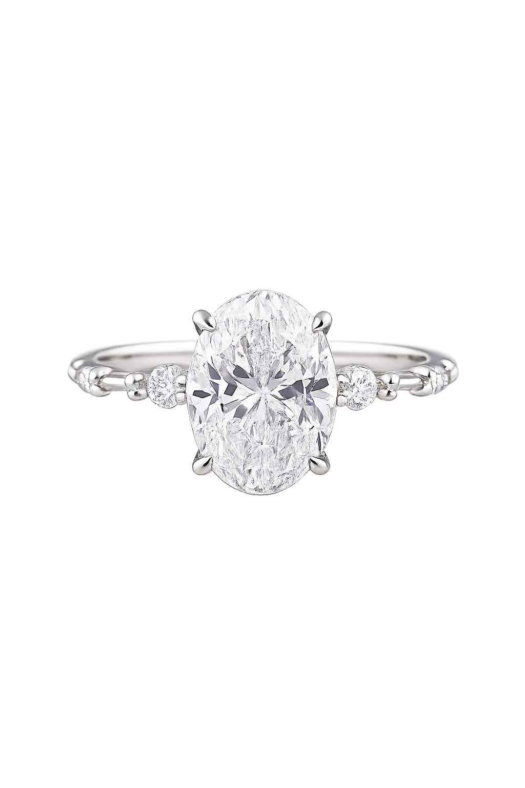 Oval diamond ring set with smaller round diamonds | Hero.png