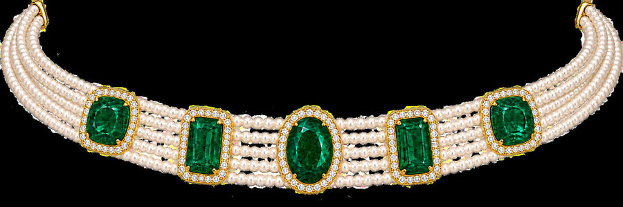 Resort Collection - Lab Emerald and White Crystal Choker | Hero