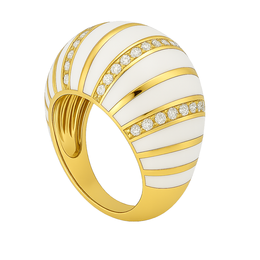 White Enamel & Diamond Dome ring | Hero.png