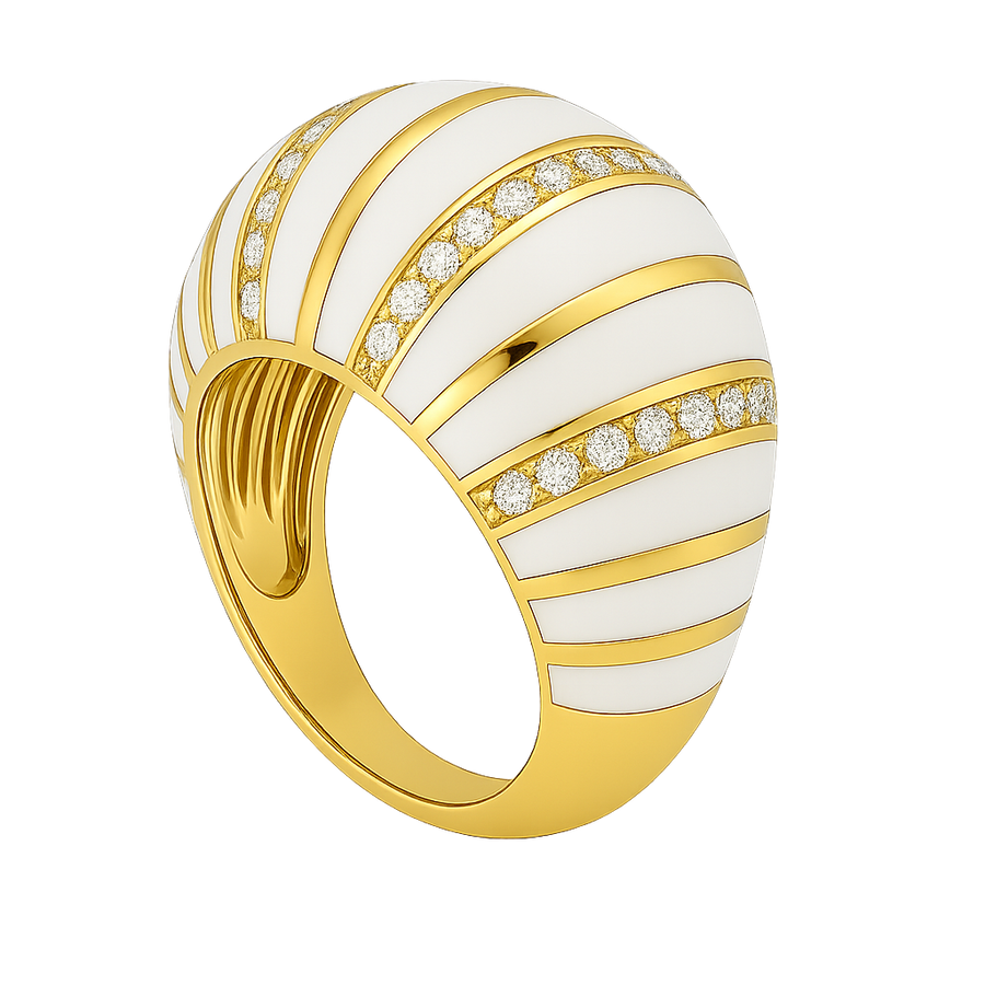 White Enamel & Diamond Dome ring | Hero.png