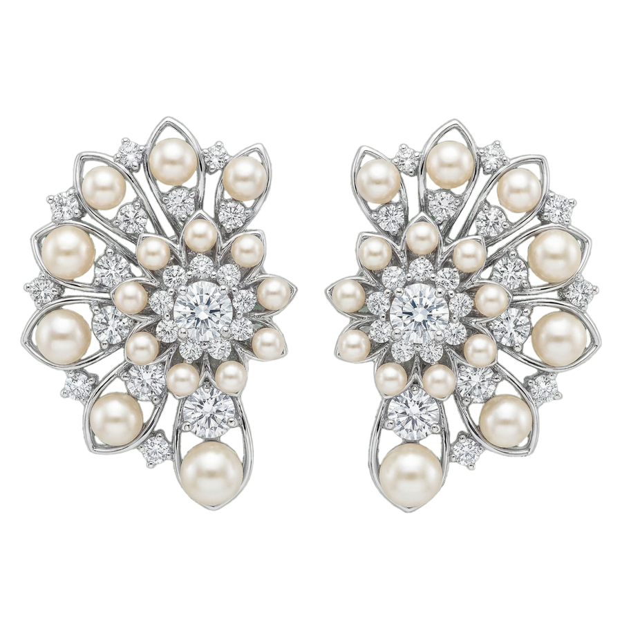 Pears & Diamonds Burst earrings in Silver | Hero.png