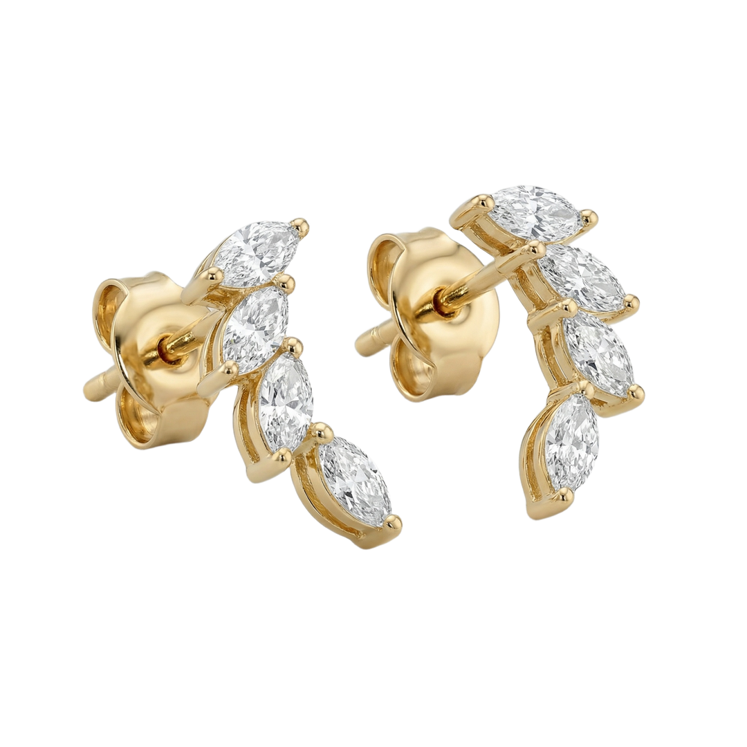 Golden leaf marquise earrings | Hero
