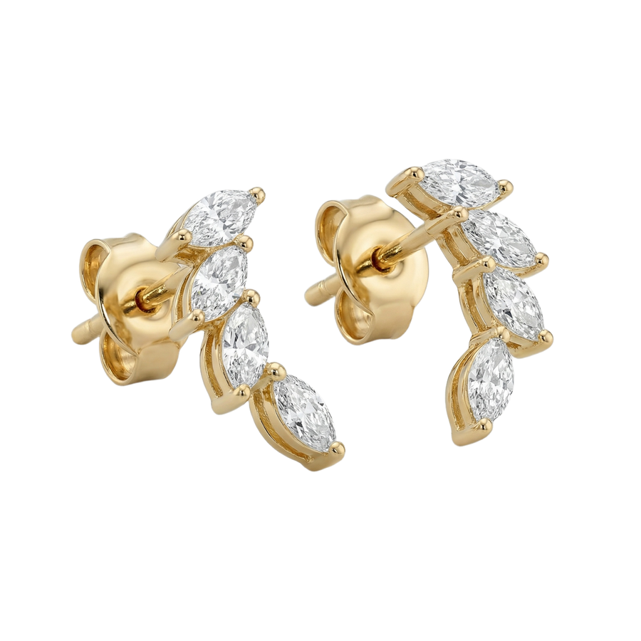 Golden leaf marquise earrings | Hero