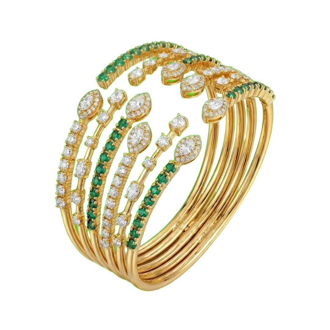 Golden Green Diamond Cuff in silver | Hero