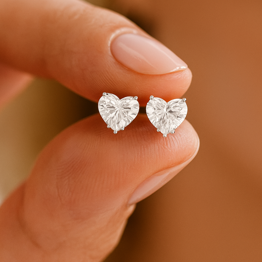 Heart Shape Diamond Stud Earrings | undefined