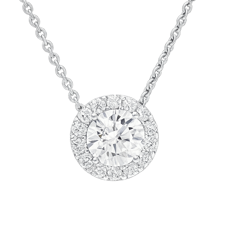 Icon 2 carat Round Diamond Pendant with a halo | undefined