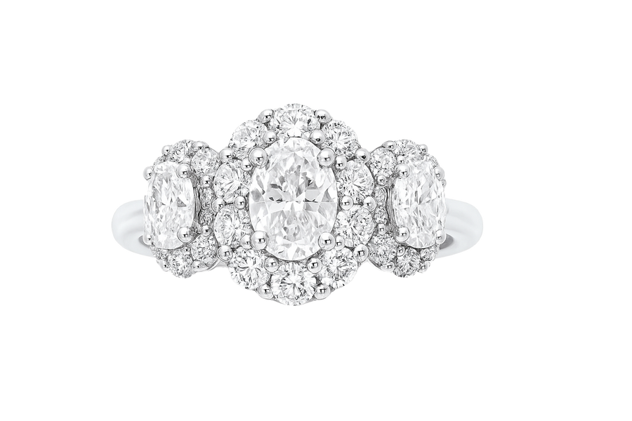 Three Stone Oval Diamond Ring | undefined