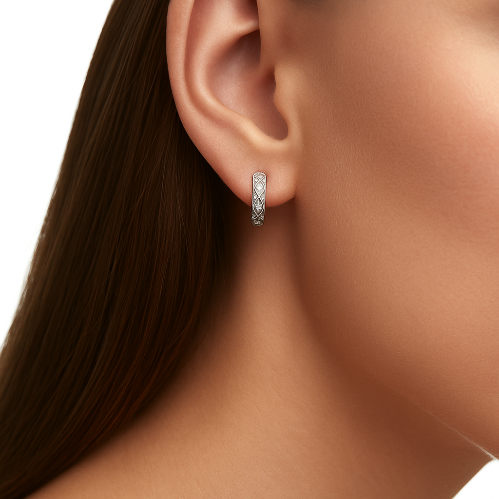 Intricate Pavé Diamond Hoop Earrings | undefined