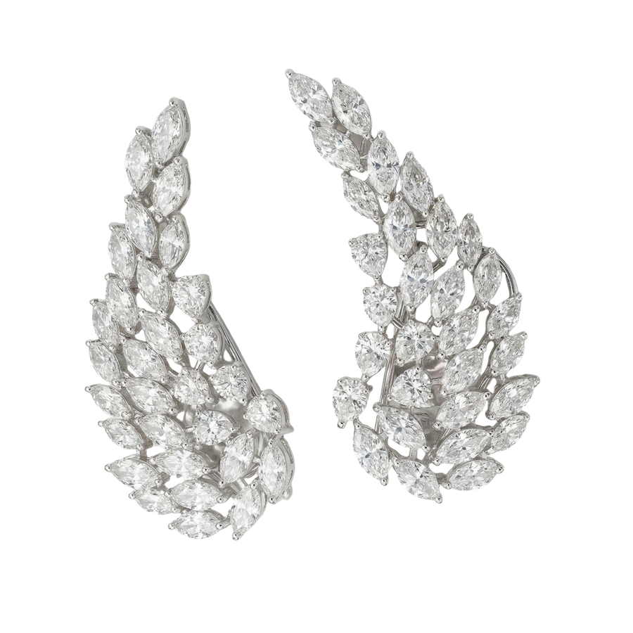 Statement Lumiere leaf earrings in Silver | Hero