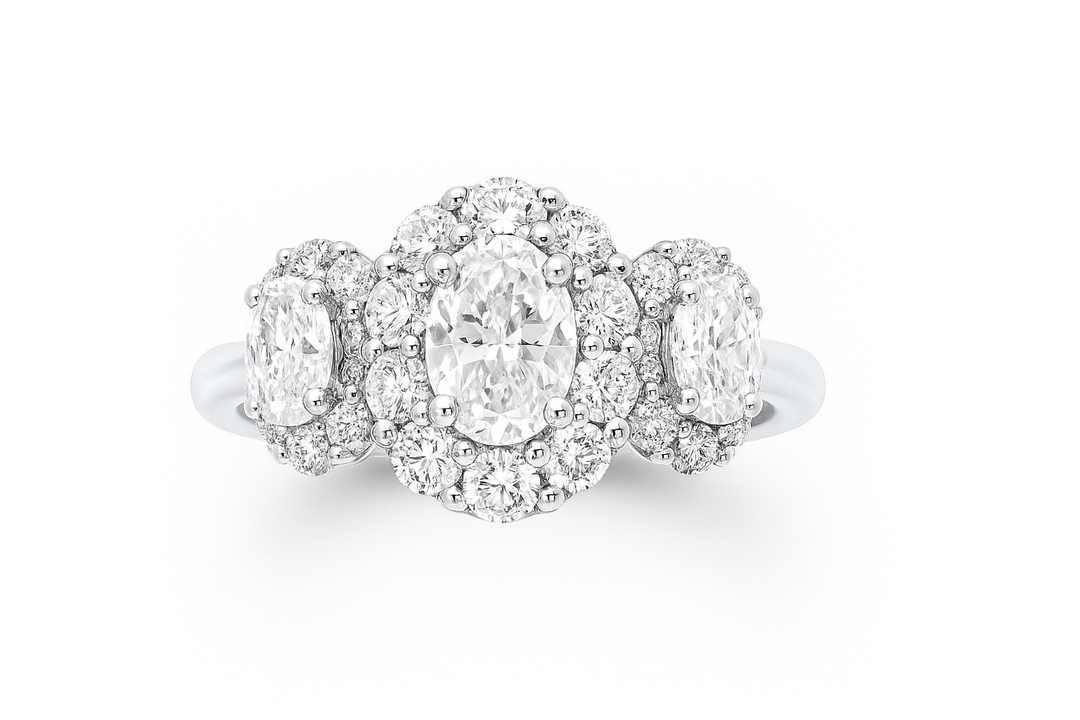 Three Stone Oval Diamond Ring | Hero