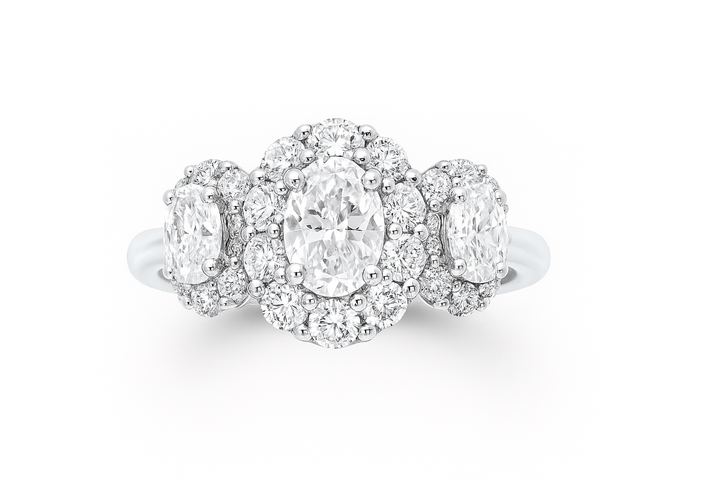 Three Stone Oval Diamond Ring | Hero